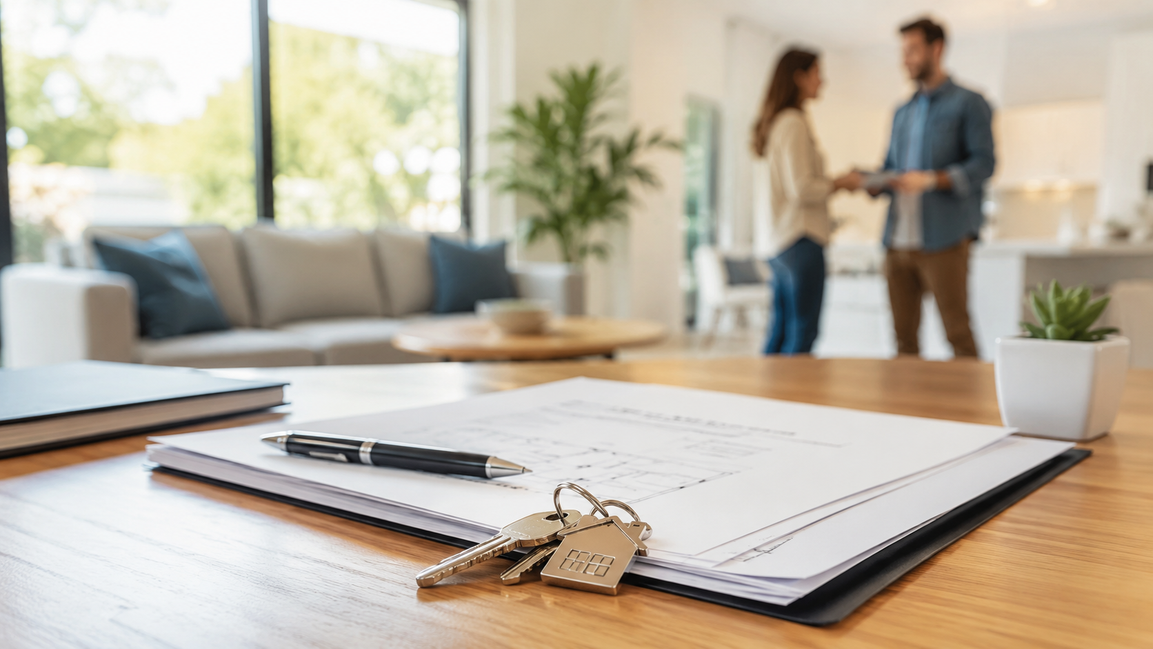 Documentos, llaves y contrato para vender una vivienda en Roquetas de Mar